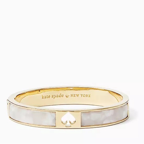 kate spade Jewelry - NWT - Kate spade hole punch bangle hinge bracelet gold cream white